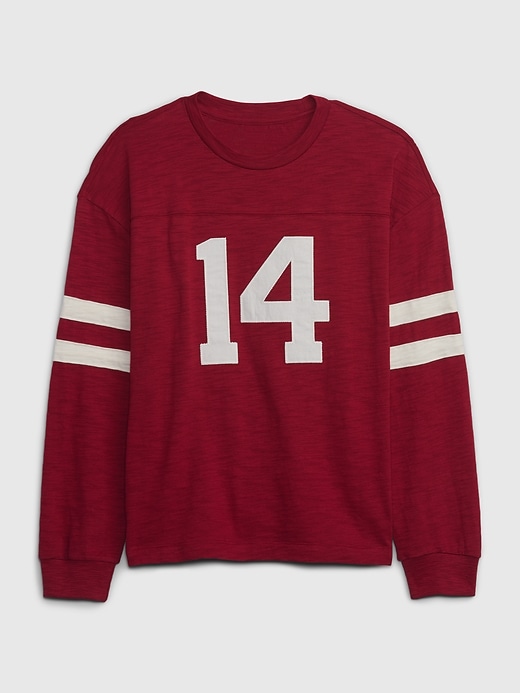 View large product image 1 of 1. Kids Long Sleeve Football T-Shirt