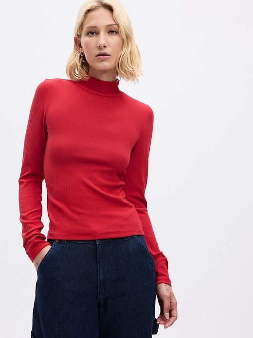 Image number 1 showing, Modern Mockneck Cropped T-Shirt