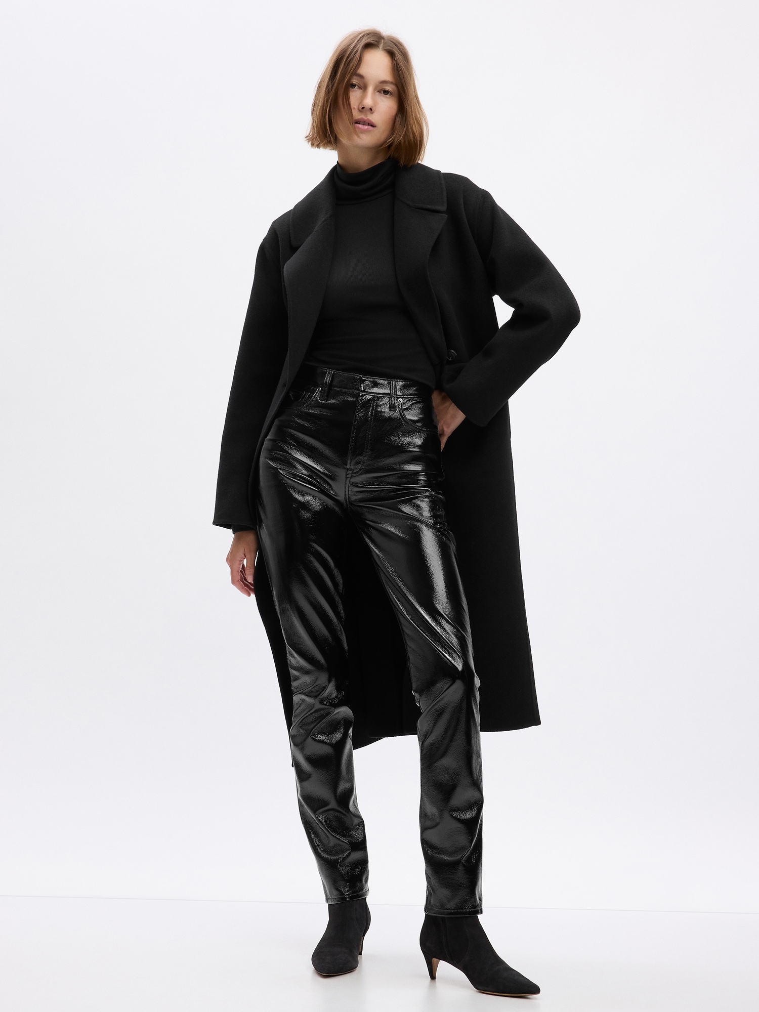 Faux Leather SLIM Pants for Tall Women in Black