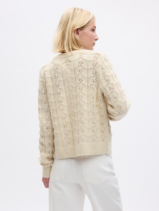 Keep Cozy Ivory Pointelle Knit Oversized Sweater