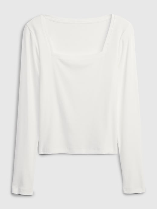 Image number 4 showing, Modern Rib Square-Neck Cropped T-Shirt