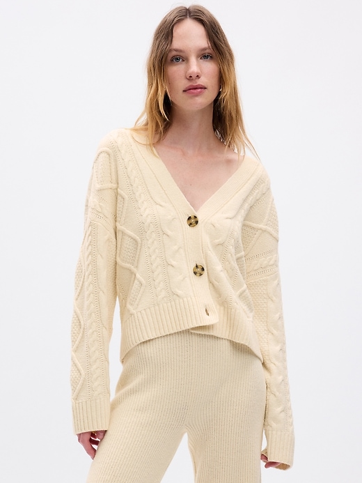 Image number 1 showing, CashSoft Cable-Knit Cardigan