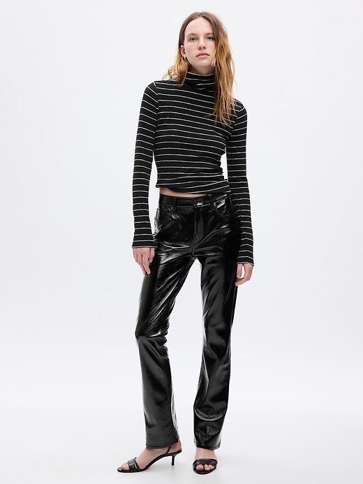 Image number 1 showing, Mid Rise Vegan Patent Leather Baby Boot Pants