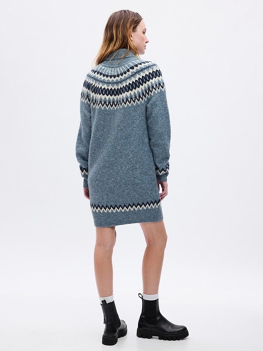 Image number 2 showing, Fair Isle Turtleneck Mini Sweater Dress