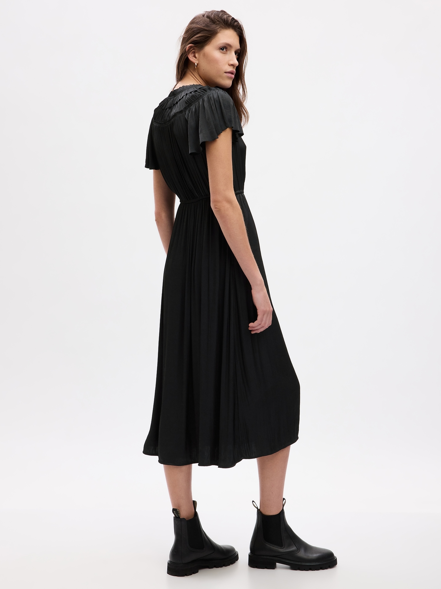 Ruffle-Neck Midi Dress | Gap