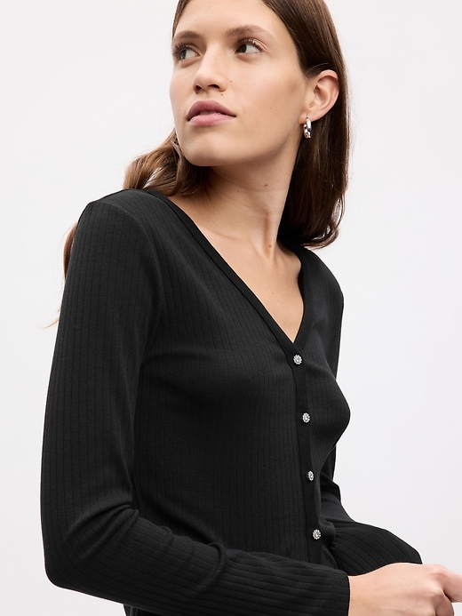 Image number 3 showing, Modern Jewel-Button Cardigan