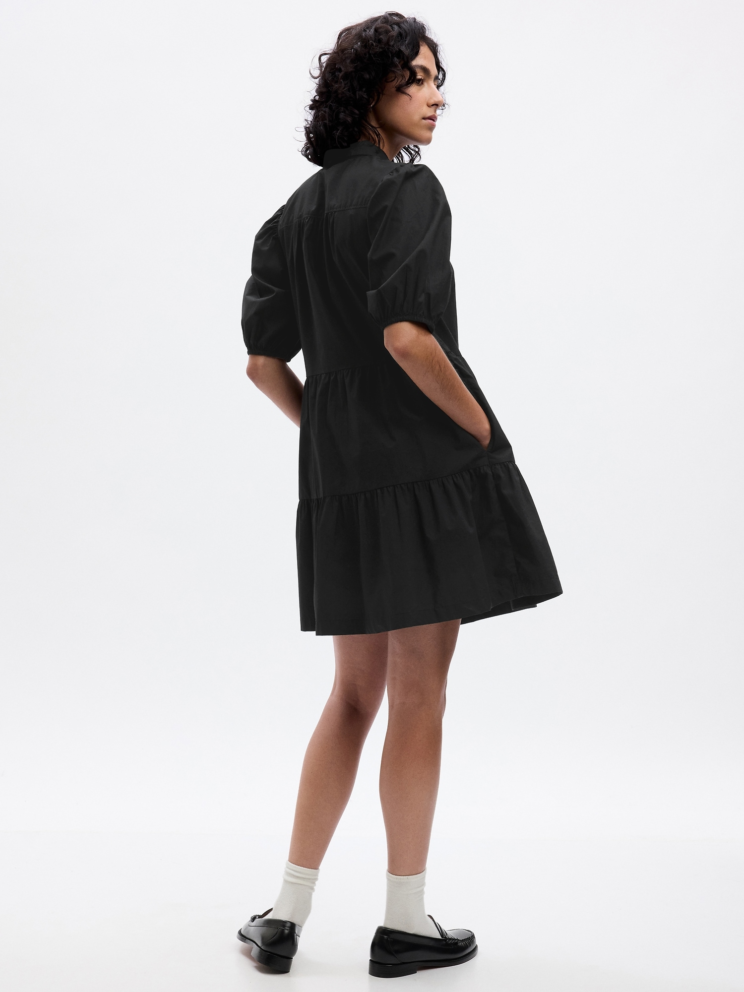 Puff Sleeve Tiered Mini Dress Gap 