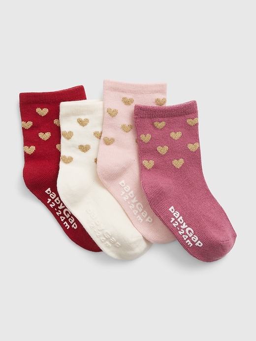 View large product image 1 of 1. Toddler Heart Socks (4-Pack)