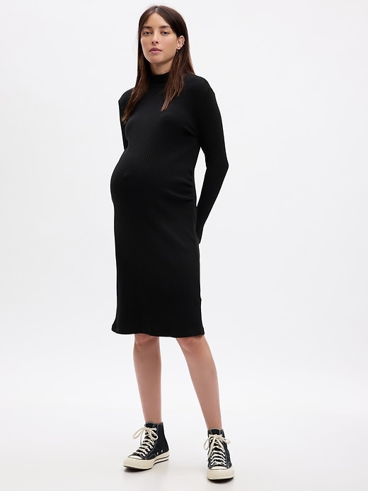 Image number 1 showing, Maternity Rib Midi Sweater Dress