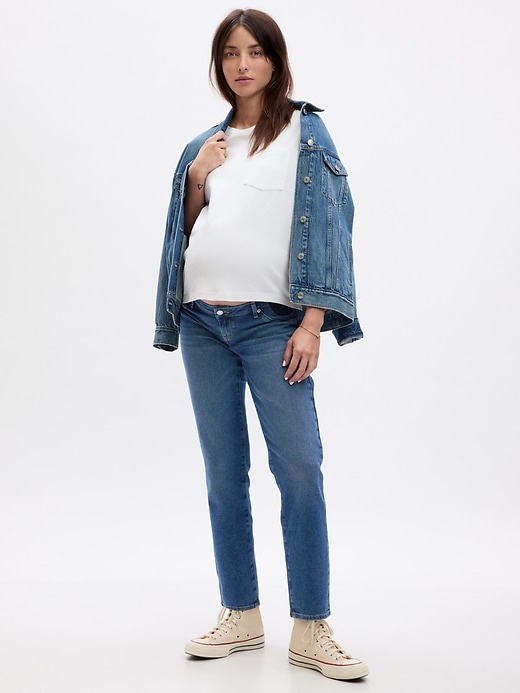 Image number 1 showing, Maternity Inset Panel Girlfriend Jeans