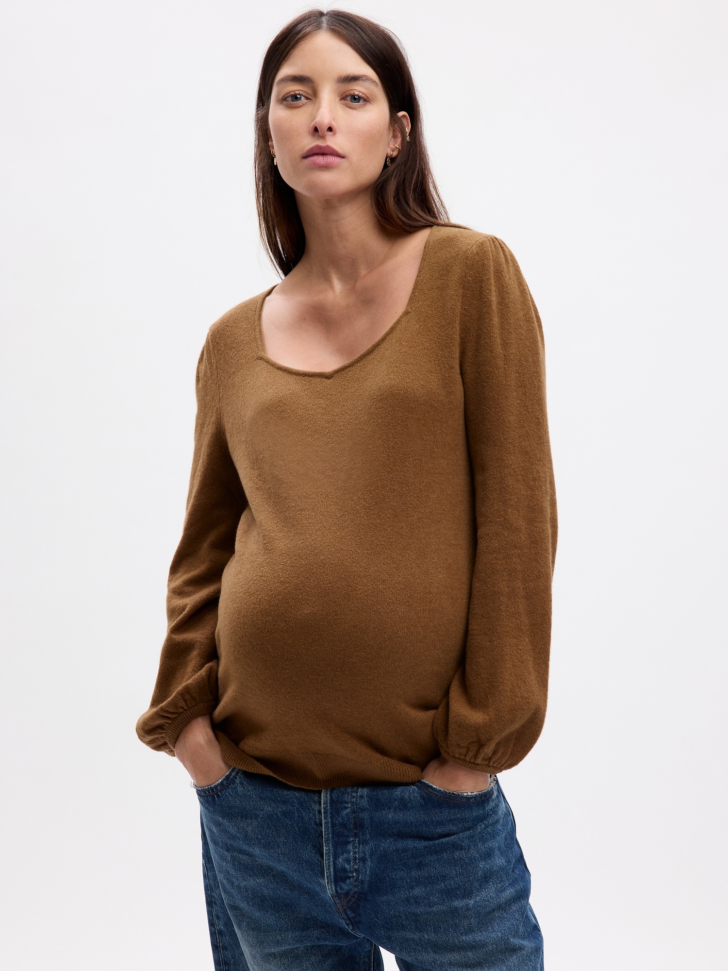 Gap Maternity Sweetheart Sweater In Cocoa Powder Brown
