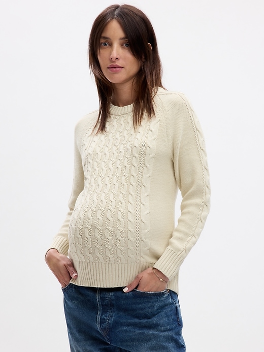 View large product image 1 of 1. Maternity Cable-Knit Sweater
