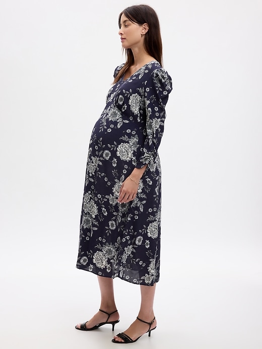 Image number 3 showing, Maternity Puff Sleeve Midi Dress