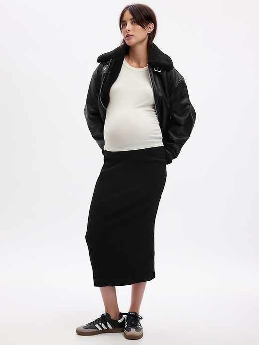 Image number 1 showing, Maternity Rib Midi Skirt