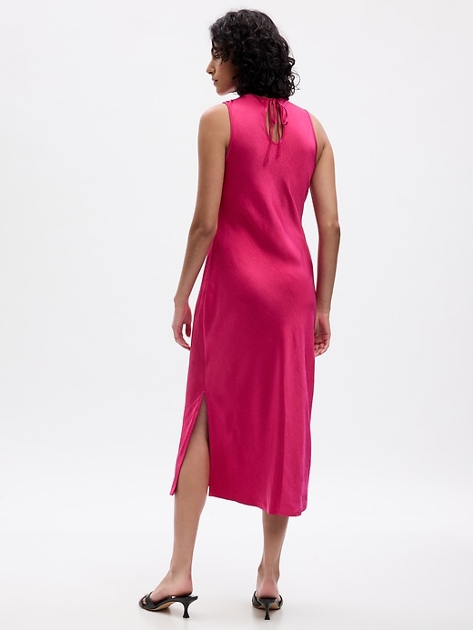 Image number 2 showing, Satin High-Neck Midi Dress