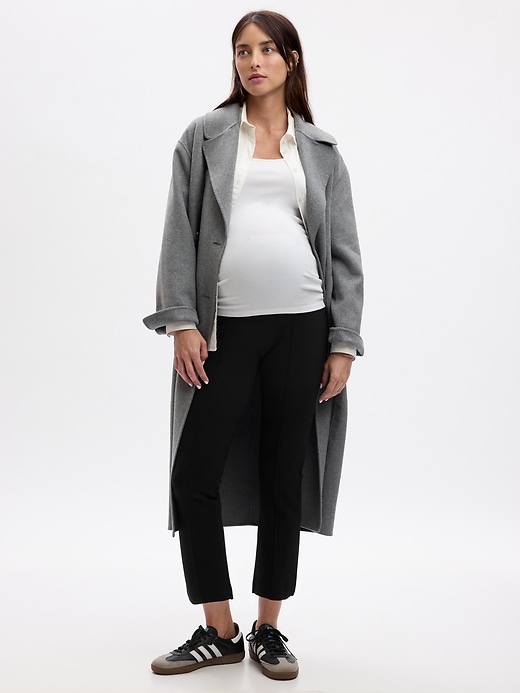 Image number 1 showing, Maternity Full Panel Ponte Crop Kick Pants