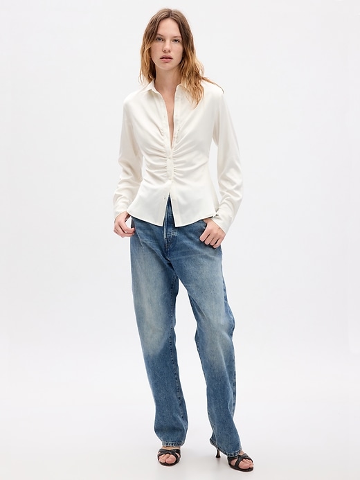 Image number 3 showing, Satin Ruched Shirt