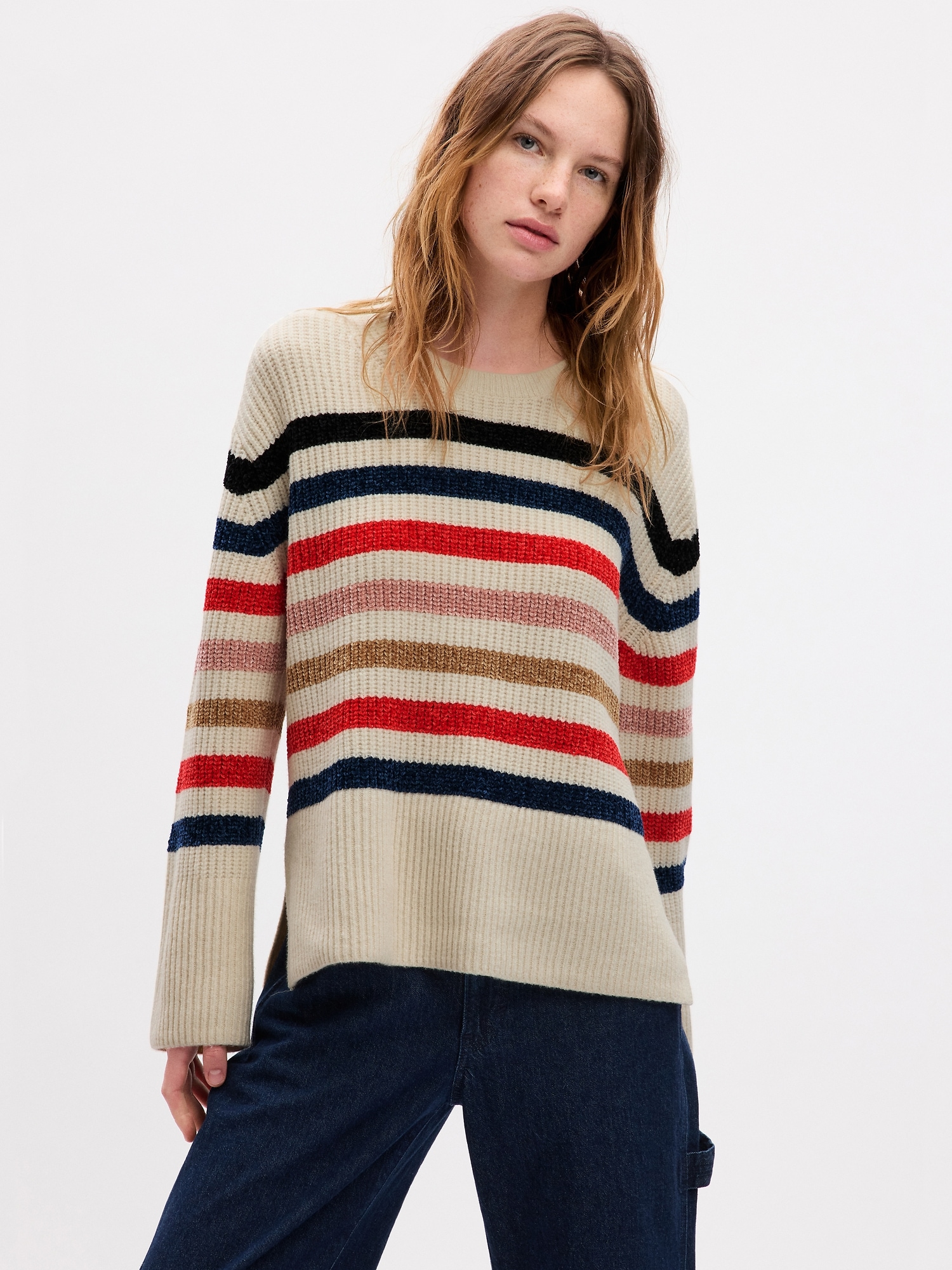 Gap 24/7 Split-Hem CashSoft Stripe Sweater