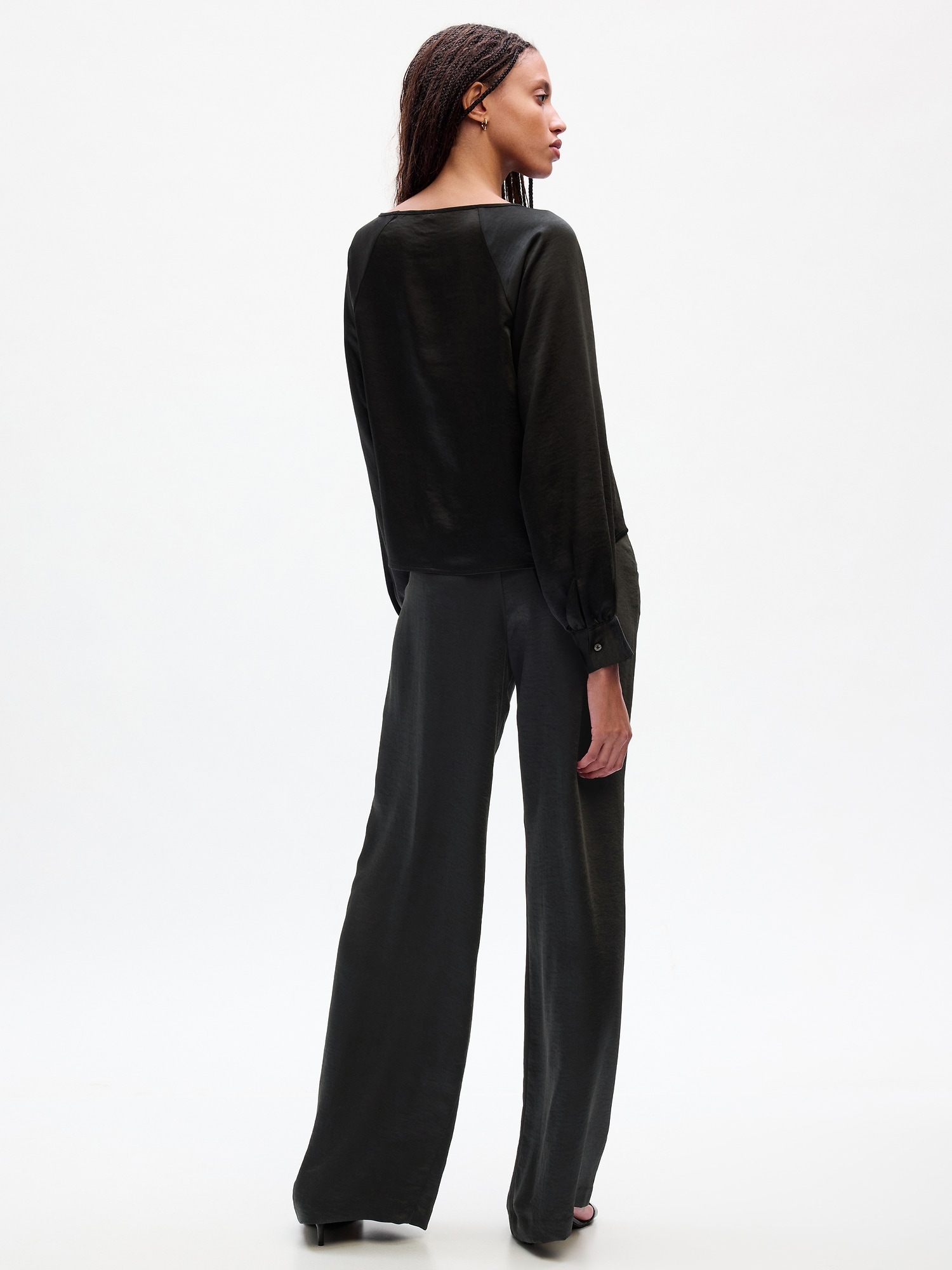 Pleated satin palazzo trousers