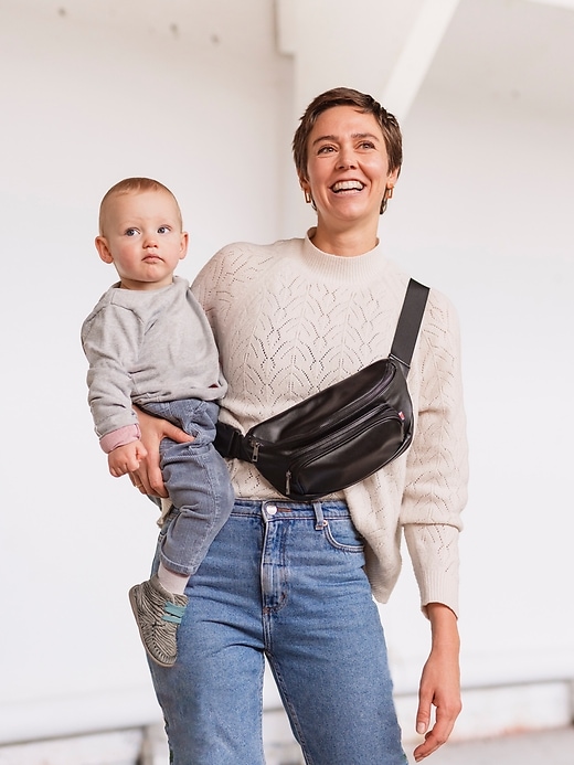 Image number 6 showing, Black Kibou Vegan Leather Diaper Bag