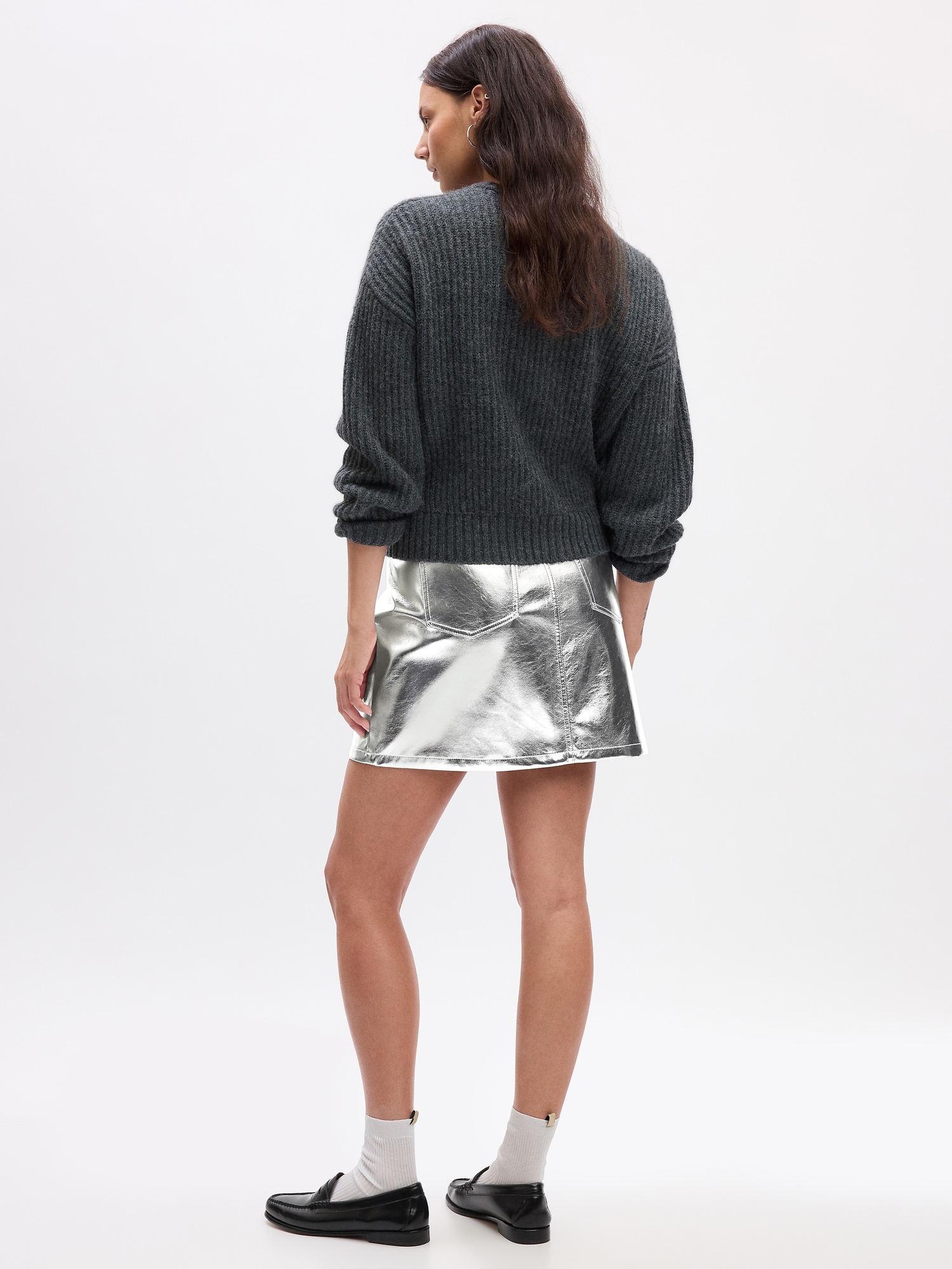 Metallic Vegan Leather Mini Skirt
