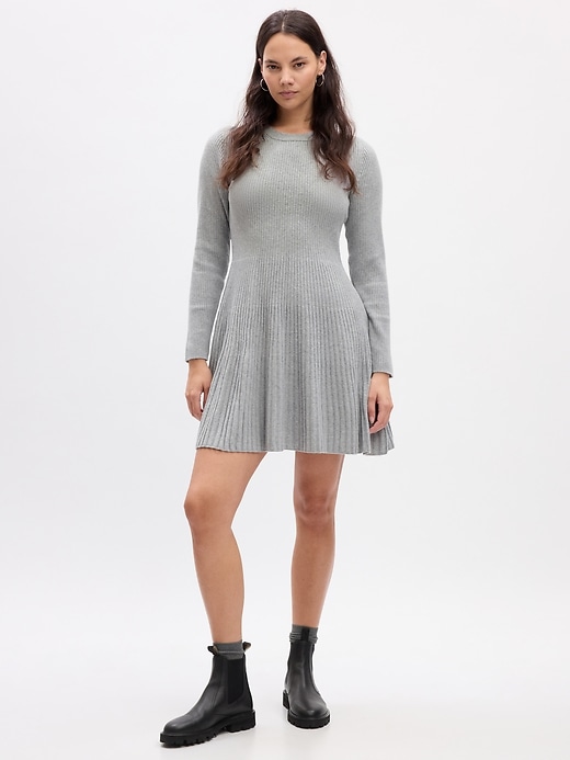 Image number 4 showing, CashSoft Pleated Mini Sweater Dress