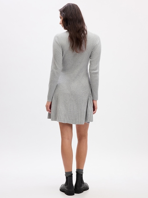 Image number 5 showing, CashSoft Pleated Mini Sweater Dress