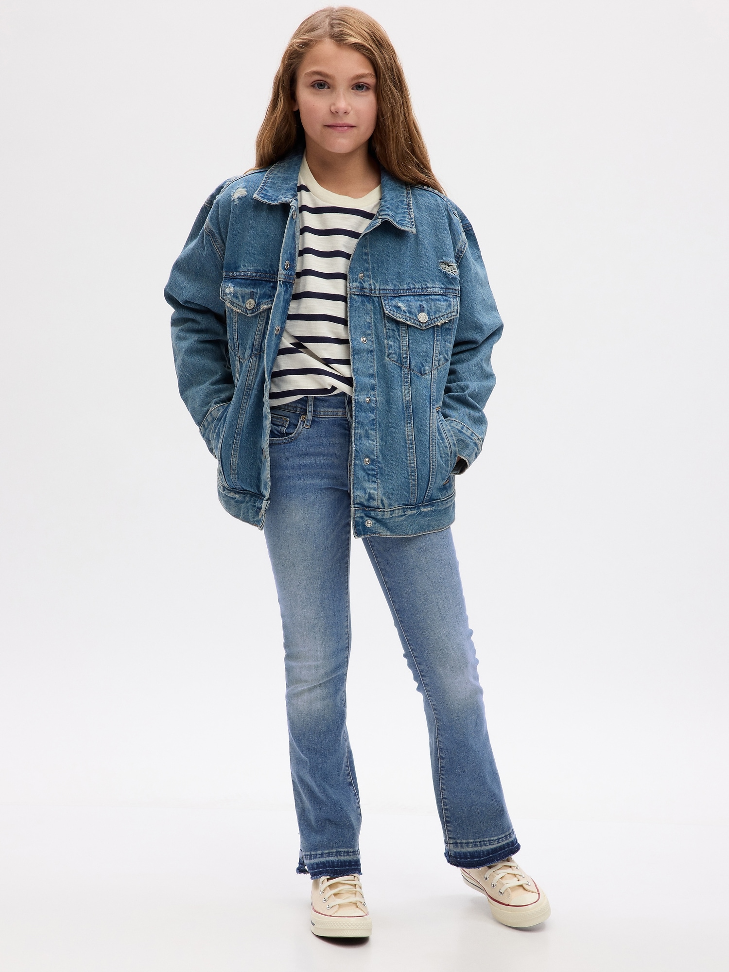 Gap Factory Girls' Mid Rise Straight Rhinestone Jeans with Washwell Dark Wash Size 18