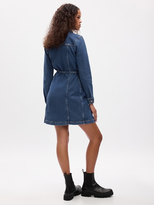 Image number 2 showing, Belted Denim Mini Dress