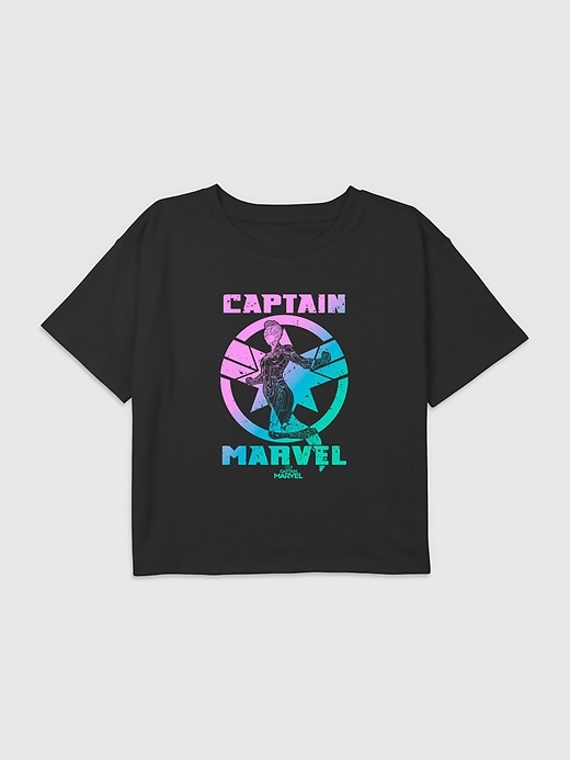 Image number 1 showing, Kids Captain Marvel Graphic Boxy Crop Tee