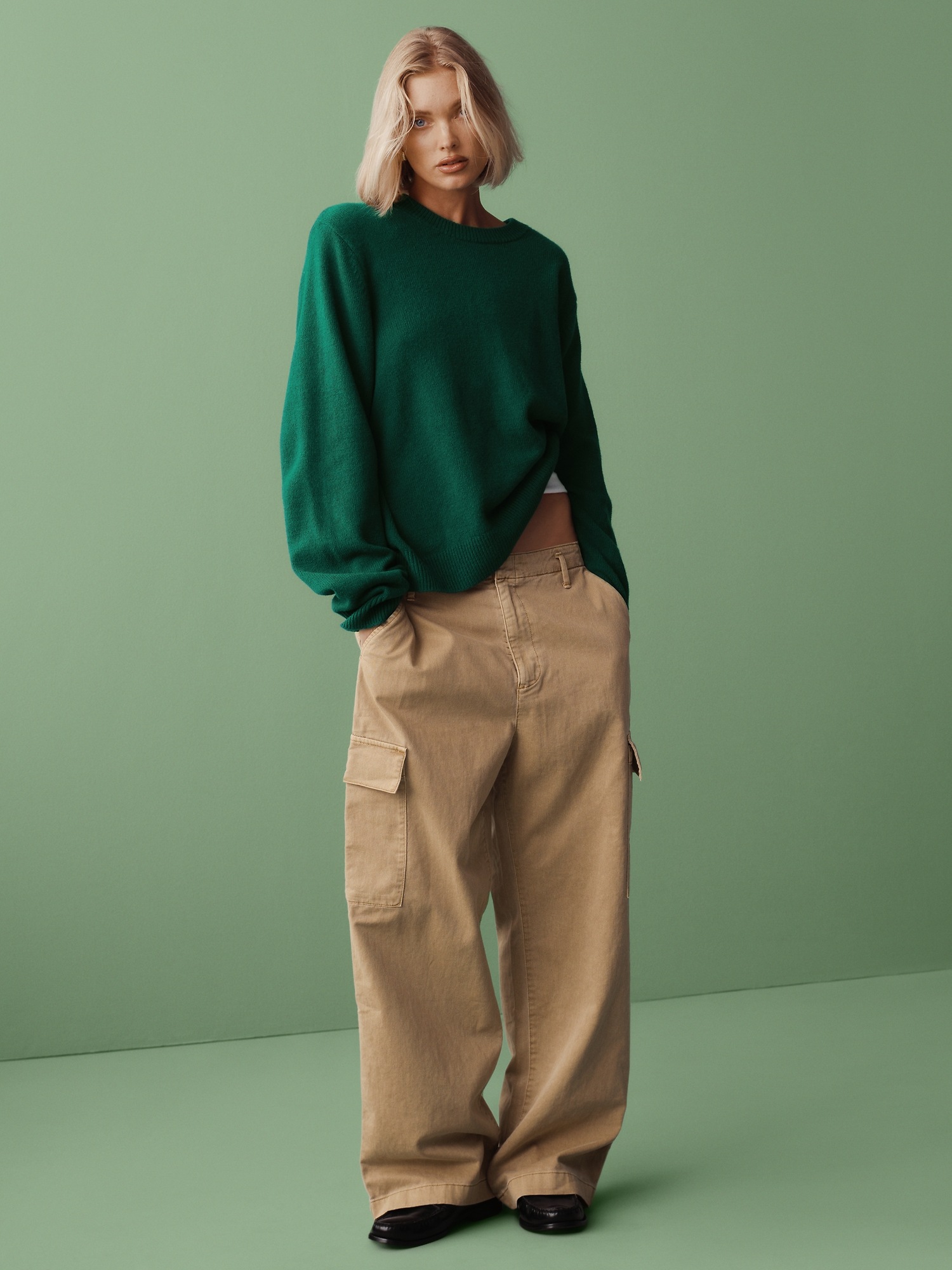 Hailey Suede Oversized Cargo Pants - Beige – The Frankie Shop