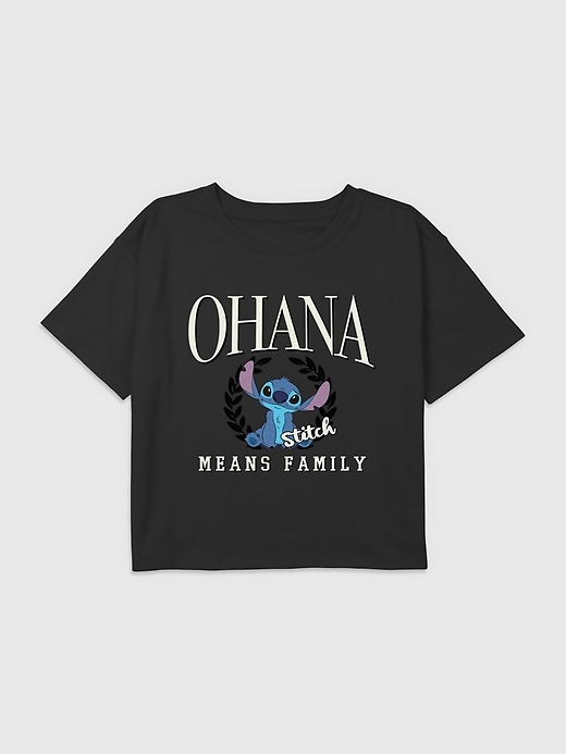 Image number 1 showing, Kids Lilo and Stitch Ohana Means Family Graphic Boxy Crop Tee