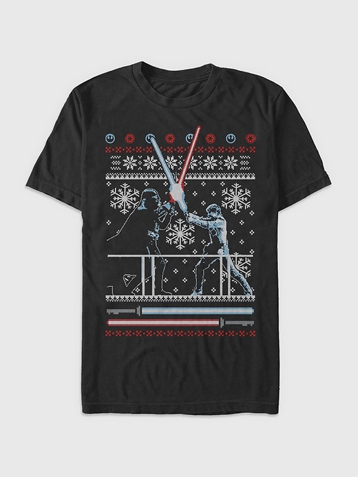 Image number 1 showing, Star Wars Ugly Sweater Lightsaber Battle Graphic Tee