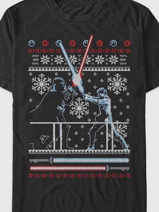 Image number 2 showing, Star Wars Ugly Sweater Lightsaber Battle Graphic Tee