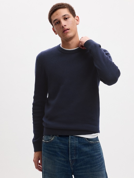 Image number 1 showing, Textured Crewneck Sweater