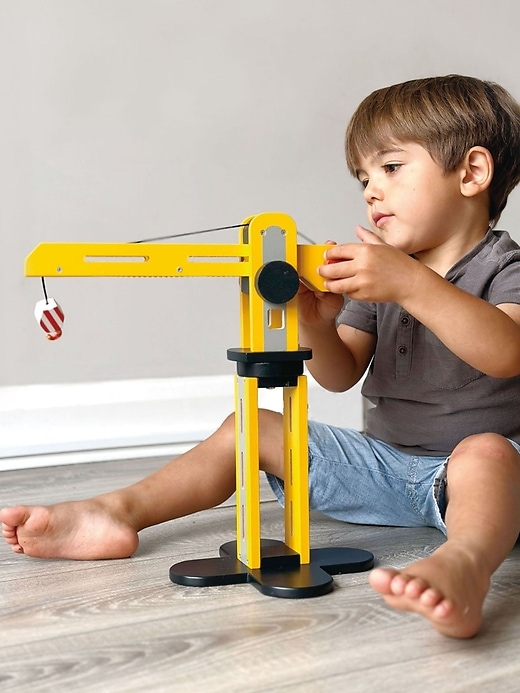 Image number 4 showing, Little Builder Toddler Yellow Crane Toy