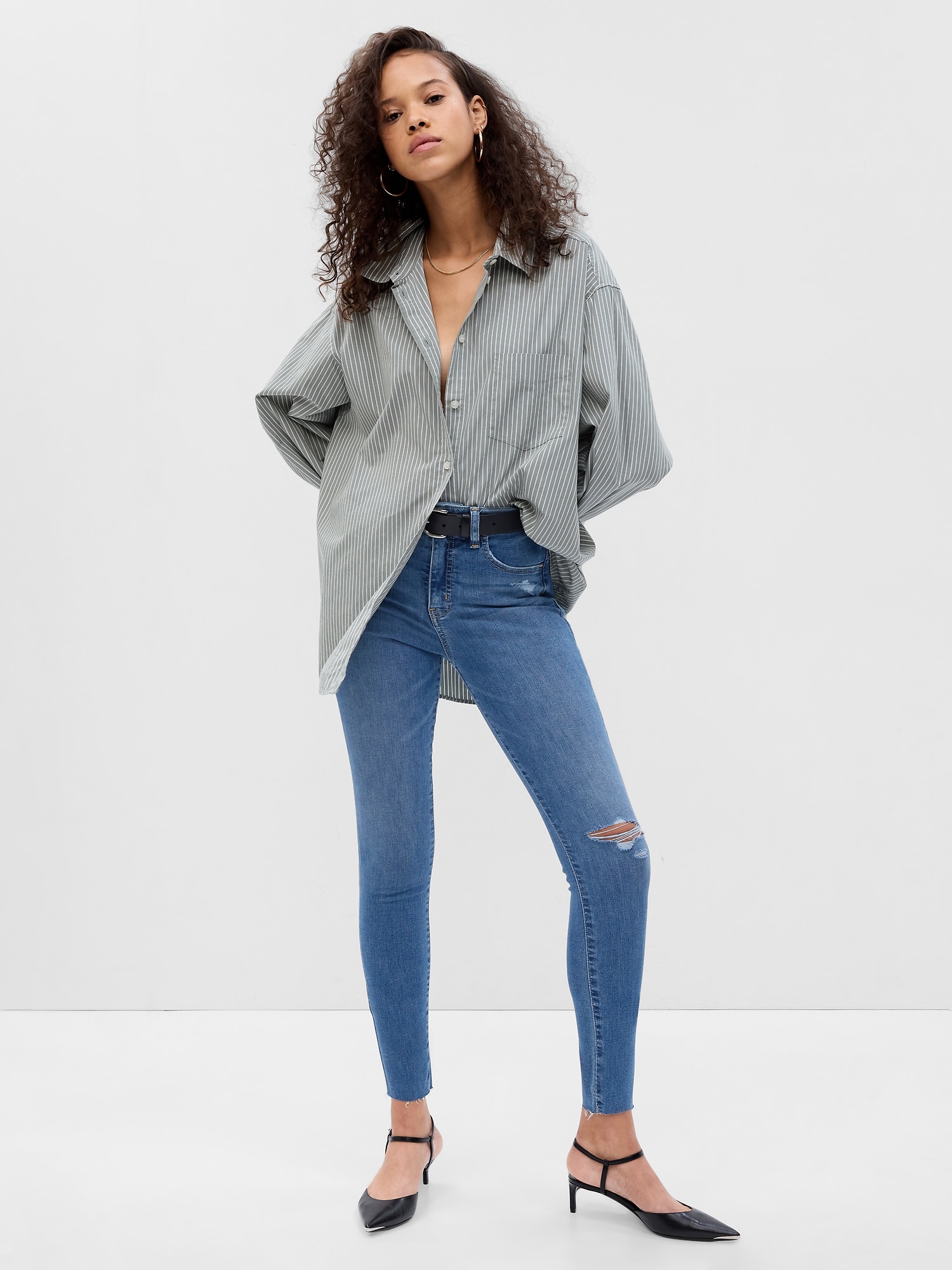 Gap Džínsy high rise destructed universal legging jeans with button f