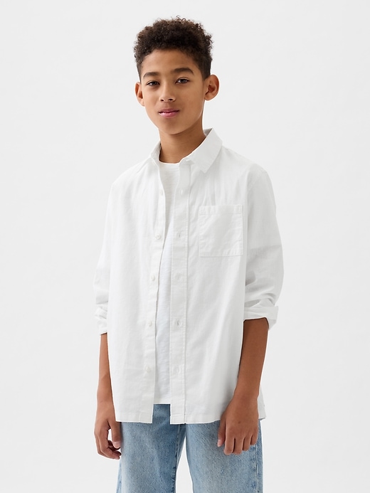 Image number 1 showing, Kids Linen-Cotton Oxford Shirt