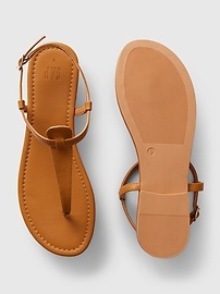 Vegan Leather T-Strap Sandals | Gap