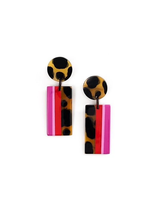 Image number 1 showing, Pink Tortoise Statement Earrings