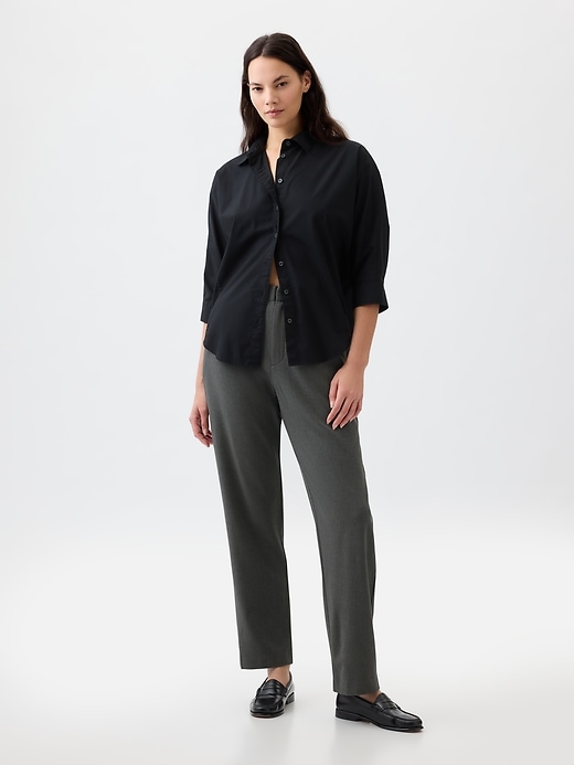 Image number 4 showing, High Rise Relaxed Straight Pull-On Pants