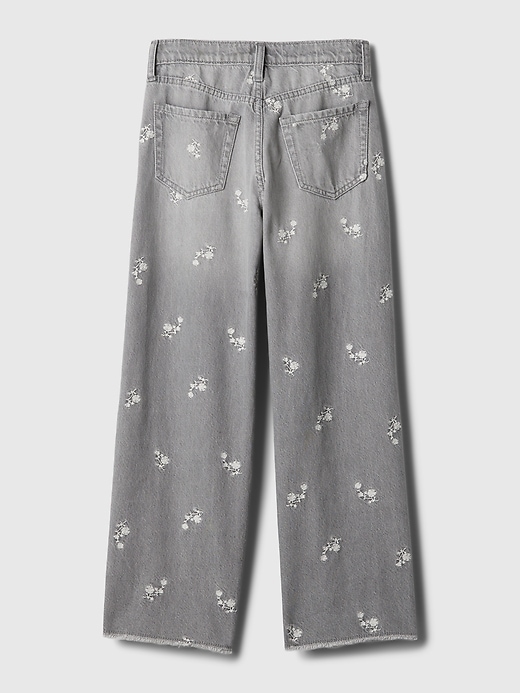 Image number 6 showing, Kids Low Rise Stride Embroidered Wide-Leg Jeans