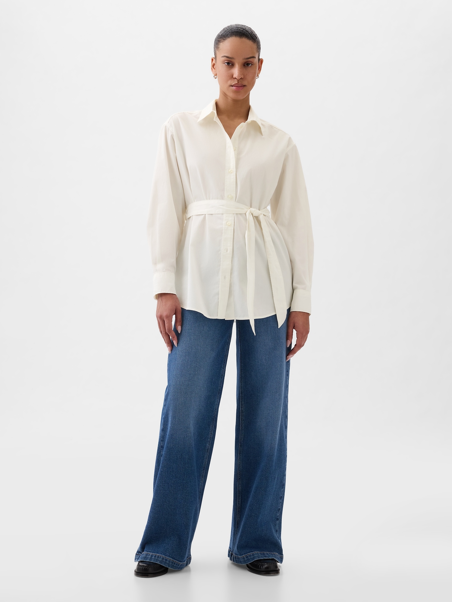 Organic Cotton Belted Big Shirt | Gap