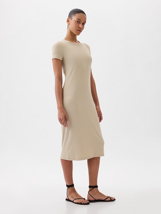 Image number 3 showing, Modern Rib Midi T-Shirt Dress