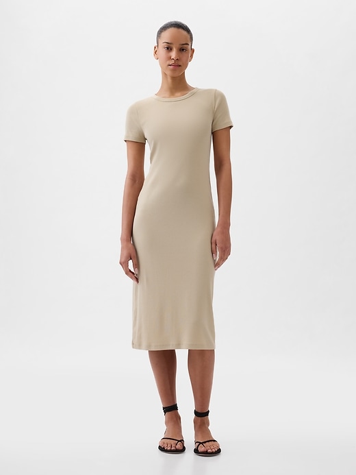 Image number 1 showing, Modern Rib Midi T-Shirt Dress