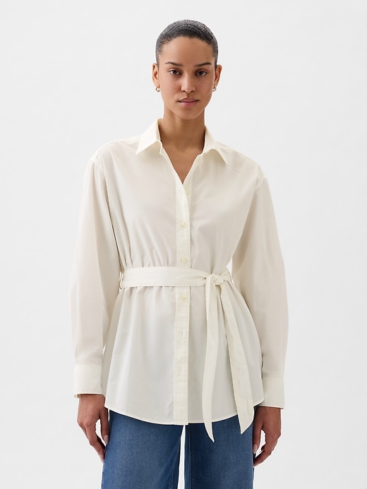 Image number 1 showing, Organic Cotton Belted Big Shirt