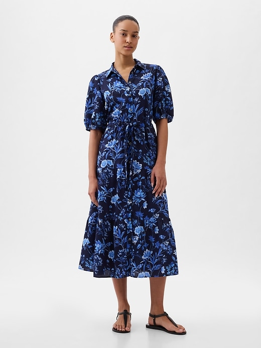 Image number 1 showing, Puff Sleeve Midi Dress