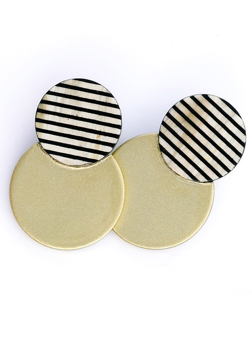 Image number 1 showing, Gold Tuxedo Stripe Circle Earrings