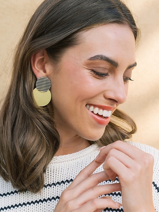 Image number 2 showing, Gold Tuxedo Stripe Circle Earrings