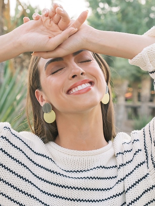 Image number 3 showing, Gold Tuxedo Stripe Circle Earrings